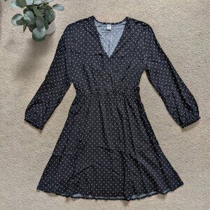 Old Navy Black and White Polka Dot V-neck Dress Size Small